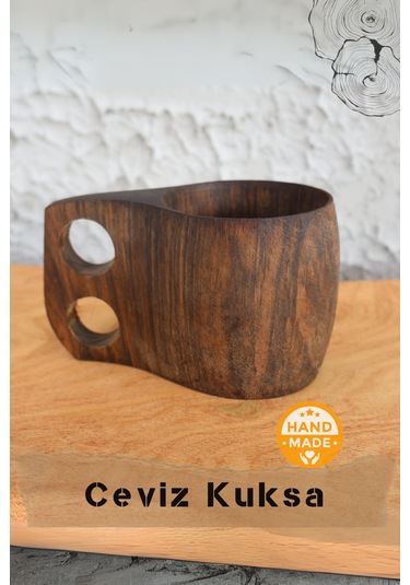 Asaf Atelier El Yapımı Ceviz Ağacı Ahşap Kupa - Kuksa