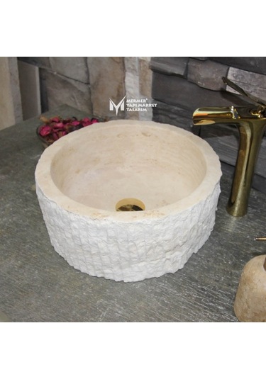 Traverten Dışı Dikey Patlama Mini Silindir Lavabo