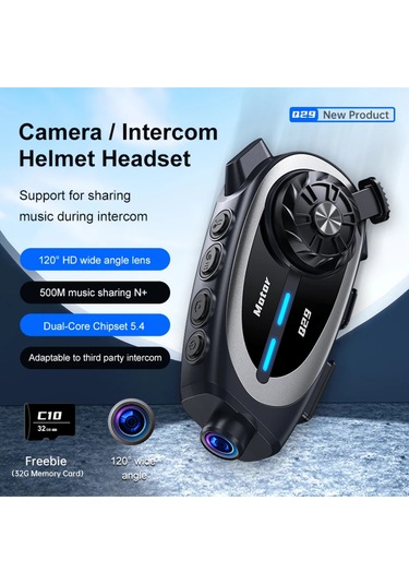 Q29 Motosiklet Kask İletişim Sistemi + Bluetooth Kulaklık + 1080p Hd Kamera