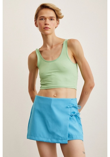 Trendquel Askılı Crop Bluz Yeşil Yeşil