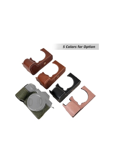 Shineyee Fujifilm Xs20 Kamera İçin Suni Deri Çantası - Askılı Kayışlı, Siyah Renkli Koruyucu Kılıf Gri