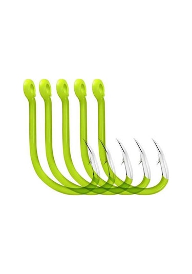 Pazly 50 Adet Parlak Flüoresan Balık Oltası Kancası - Yüksek Karbon Çelik, 5 Farklı Boyut