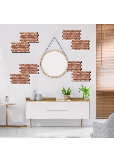 Opulentliving Kahverengi Tuğla Desen Pvc Otomatik Yapıştırıcı Duvar Kağıdı - Mutfak Dekorasyonu