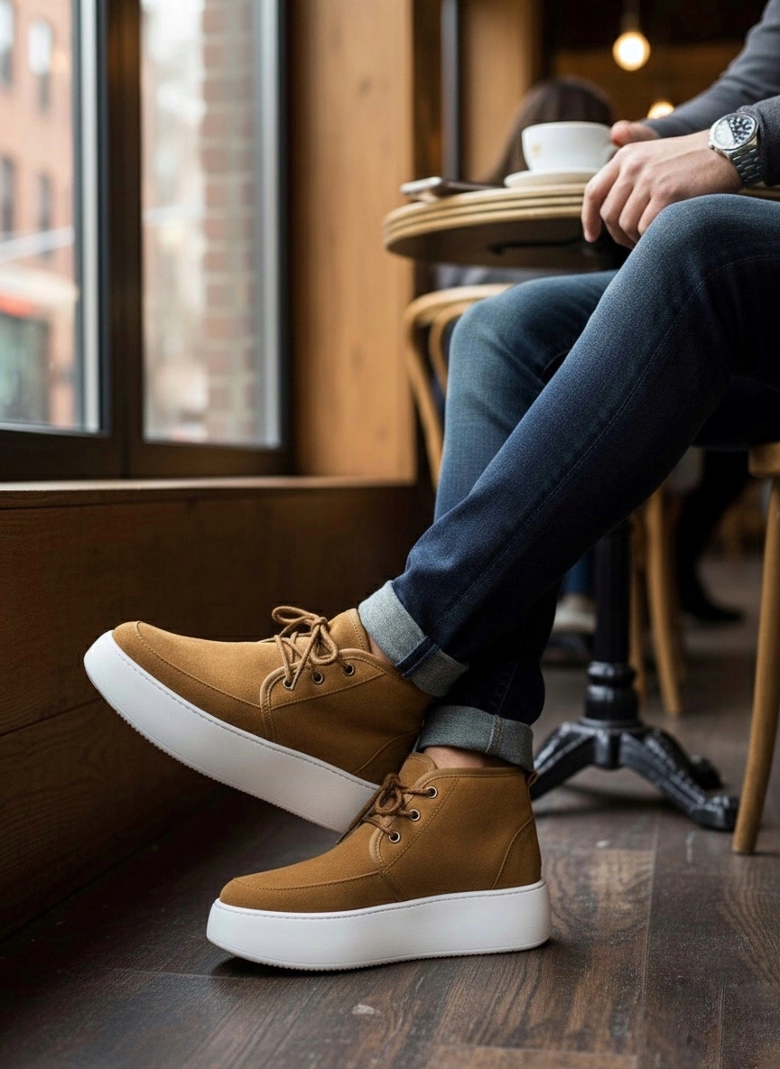 Ba0550 İçi Kürklü Bağcıklı Taba Erkek Tarz Spor Bot Taba