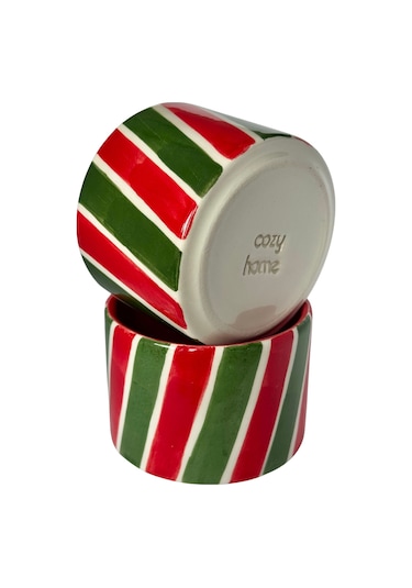 Cozy Home Festive Cozy Cups Merry 200 Ml Seramik Kupa Kırmızı - Yeşil