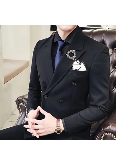 Flybuy Besthome1 1 Adet Moda Gotik Üç Başlı Yuvarlak Rozet Takım Elbise Aksesuarı Gümüş Renk Noel Ürünü Gümüş