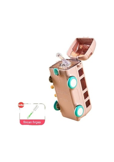 Bairang Otobüs Araba Su Bardağı Çocuk Yaratıcı Saman Plastik Bardak Sn28n1 Açık Pembe