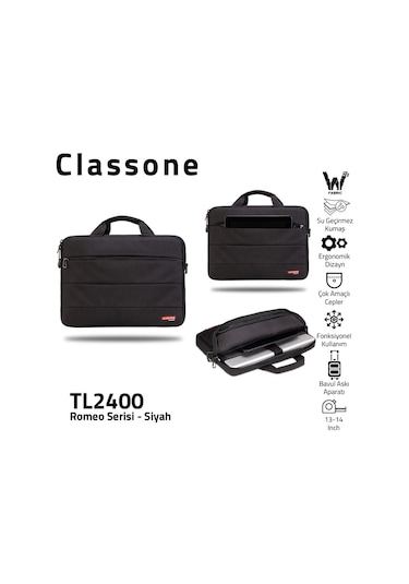 Classone Romeo Serisi TL2400 13 14" Notebook Apple Uyumlu MacBook El Çantası Çantası