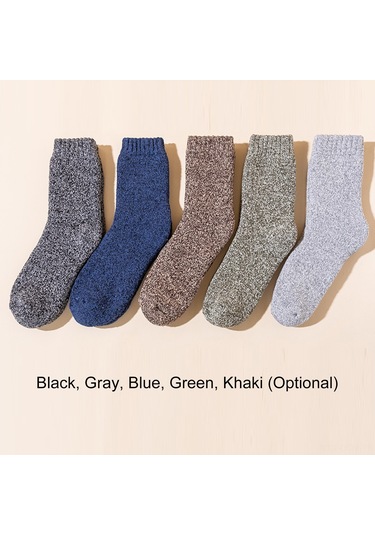 Qingmipy Kışlık Erkek Yün Çorap - Kalın, Sıcak Tutan, 38-44 Beden, Kahverengi