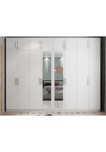 Hugo 8 Kapaklı Dolap Gardırop Beyaz