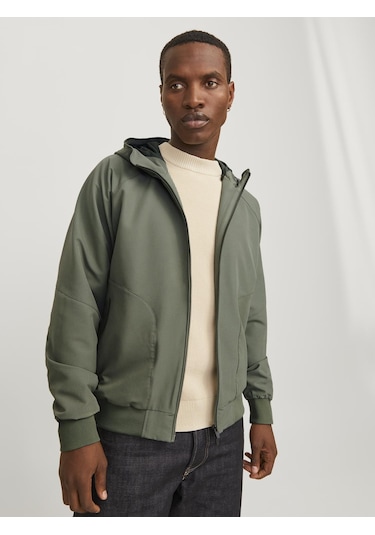 Jack & Jones Erkek Kapüşonlu Bomber Ceket - Perfect - 12270682 Agave Green Yeşil