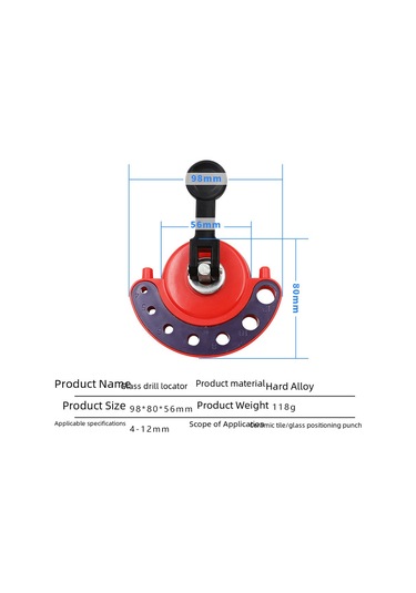 Symbee Cam Ve Seramik Delik Açıcı, Süksiyonlu Tutucu, 4-12mm Ayarlanabilir, Kesin Konumlandırma Aracı, Toptan Satış