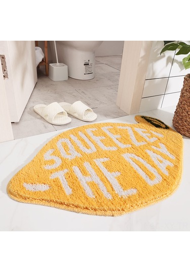 Shineyee Banyo Paspası Tatlı Limon Desenli Florya Dokulu 45x75 Cm - Yüksek Su Emici Kayma Önleyici Hızlı Kuruyan Taban Diğer