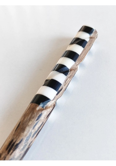 Geometrik Kontrastlı Sedef Ve Bambu Saç Çubuğu Çok Renkli
