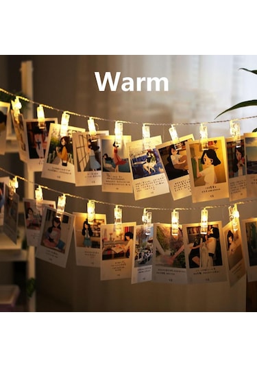 Sıcak Beyaz Led Kart Fotoğraf Klipleri Led Dize Peri Işıklar Pil Kumandalı Led Noel Işık Garlands Düğün Sevgililer Duvar Dekorasyonu 1.3m 10led Sıcak Beyaz