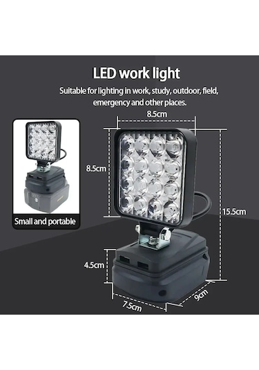 Led Işık Makita Pil İçin Taşınabilir Spot Akülü Açık Çalışma Siyah