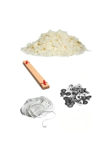 Soya Mum Yapım Seti, 1Kg Soya Wax, Fitil, Mum Çıtçıtı,Ahşap Fitil