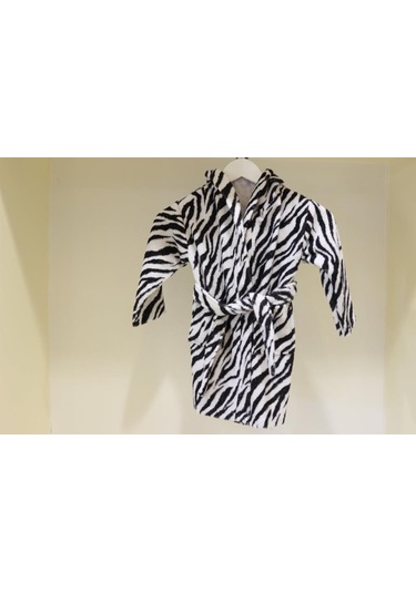 Bebek & Çocuk Baskılı Kapşonlu Bornoz %100 Pamuklu Unisex Çok Renkli