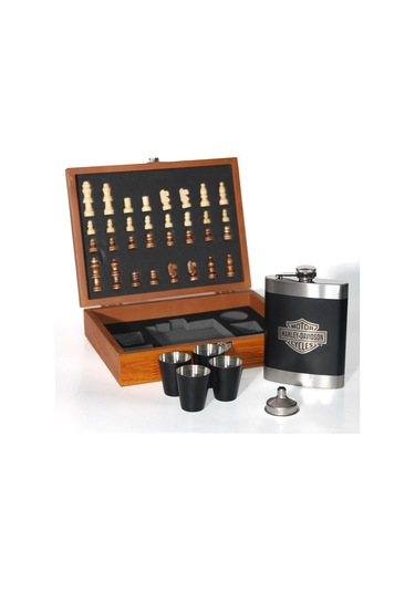 Ahşap Kutulu Satrançlı Matara Seti