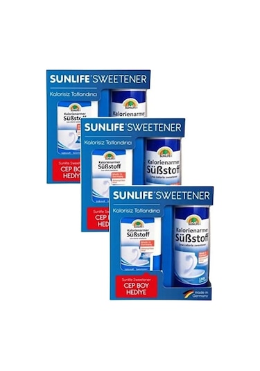 Sunlife Sweetener Tatlandırıcı 1200 Tablet + Cep Boy 300 Tablet 3 Paket