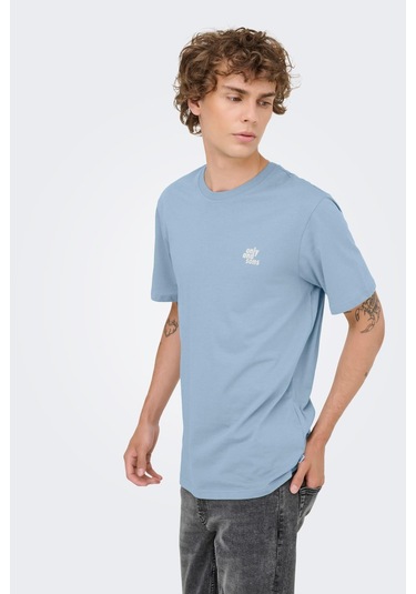 Only & Sons Onsmaxım Pamuklu Regular Fit Erkek T-shirt Mavi