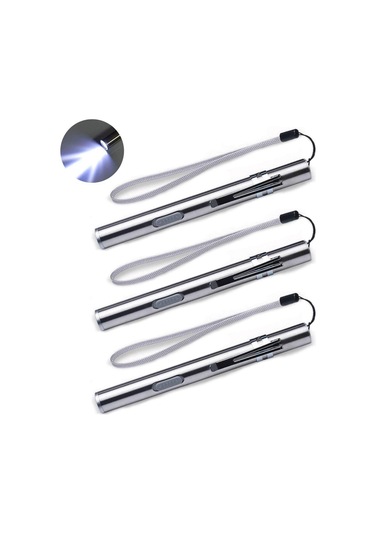 Hemşireler İçin 3'lü Usb Kalem Fener Led El Feneri, Paslanmaz Çelikten Üretilmiş Tıbbi El Feneri, Şarj Edilebilir Mini Lamba, Klipsli Pratik Kalem Fener