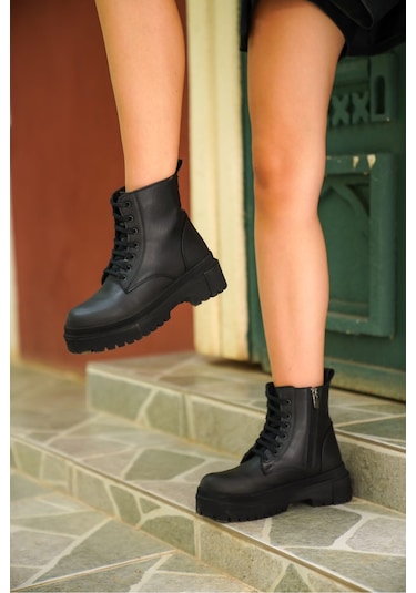 D034 Kadın Soğuk Geçirmez Kışlık Ortopedik Bot Siyah