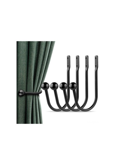 Hfambition Mat Siyah Alüminyum Pencere Perde Braketleri 4'lü Set - Dayanıklı, Yük Taşıma, Kaydırıcı Korumalı Ev Dekorasyon Aksesuarı