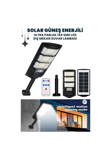 Technojet Solar 144 Led Güneş Enerjili Kumandalı Dış Mekan Hareket Sensörlü Bahçe Aydınlatma