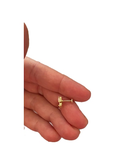 Taşlı Minimal Kelebek Tragus Helix Kıkırdak Küpe Pearsing Altın
