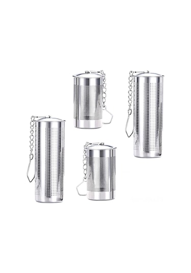 Geeksen Paslanmaz Çelik 4'lü Demlik Filtresi Seti - Büyük Boy Çay Süzmeye Uygun Gümüş