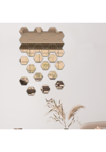 Ayna | Bronz Ayna | 30'Lu Takım Altıgen Ayna Bronz