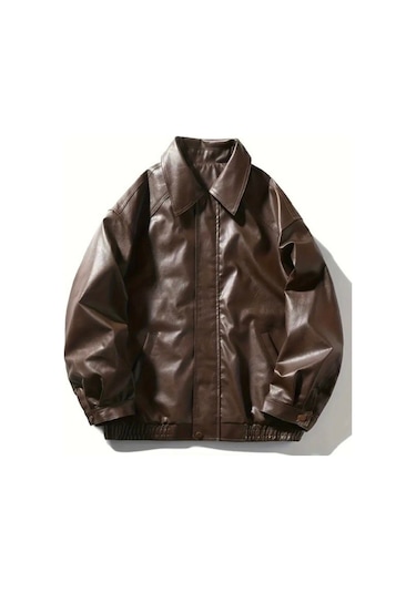 Unisex Yeni Sezon Kapitone Dolgulu Oversize Vintage Kahverengi Derii