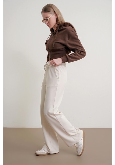 4785 Kadın Premium Modal Palazzo Dökümlü Bol Paça Pantolon Naturel Naturel