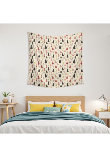50x50 İnç Noel Temalı Kare Duvar Halısı, Oturma Odası, Yatak Odası Ve Genç Odası Dekoru İçin