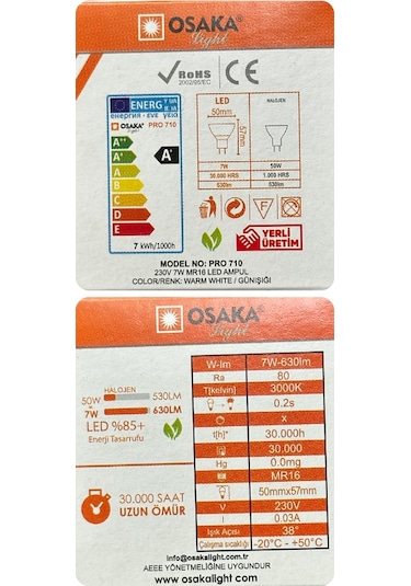 10 Adet Osaka 7w 50w Sarı Işık 3000k G4 Duylu İğne Bacak Led Çanak Ampul