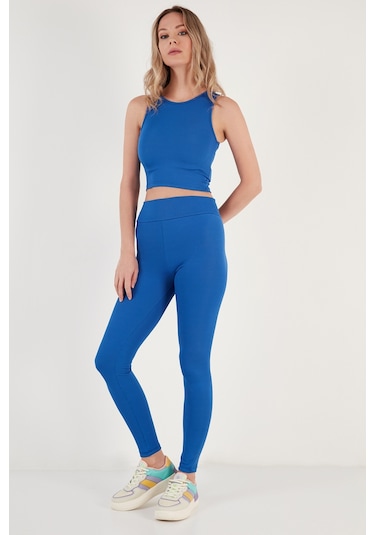 Lela Esnek Slim Fit Toparlayıcı Yüksek Bel Bayan Tayt 5865552 Saks