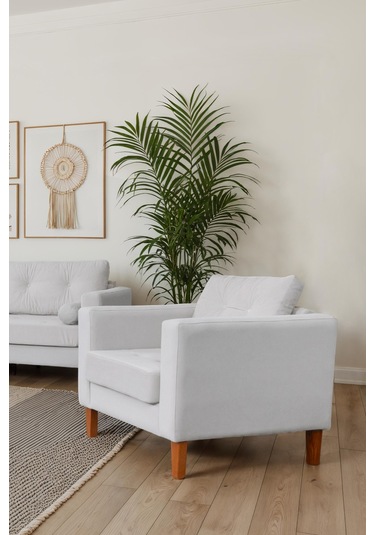 Eymense Kraft Kadife Berjer Beyaz