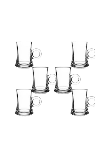 6 Lı Lüks Cam Kulplu Çay Fincanı Çay Bardağı 110ml