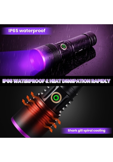 20w 365nm Profesyonel Güçlü Mor Uv Işık El Feneri Evcil Hayvan İd