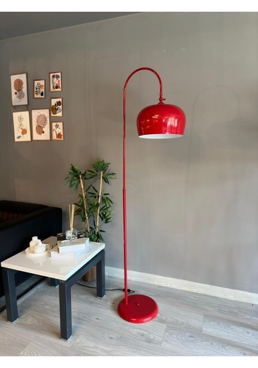 Kırmızı Lambader Hareketli Başlık Modern Dekoratif Metal Oturma Odası Çalışma Odası Zemin Lambası 6940 Kırmızı