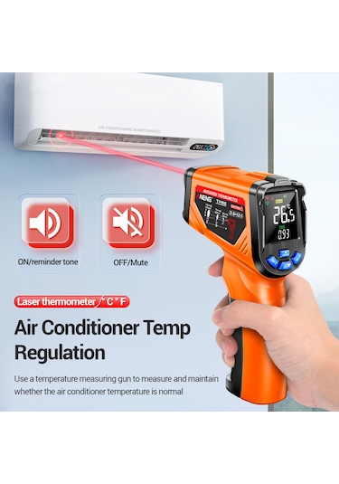 Youmex Aneng Th05 Endüstriyel Enstrüman: Kızılötesi Lazer Sensörlü, -20 C 650 C Hızlı Ölçüm, Kesintisiz Ekran, Turuncu Pil Dahil Değil