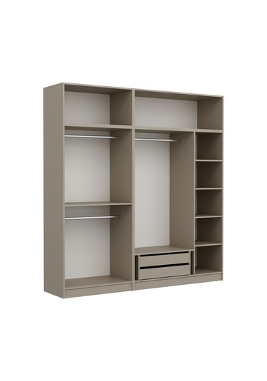 Kale 5 Mebran Panjur Kapaklı 2 Çekmeceli Dolap Ve Yüklük Kumtaşı 235cm Bej