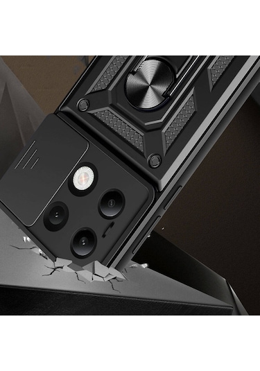 Xiaomi Redmi Note 13 4g Kılıf Kamera Koruma Sürgülü Antishock Magnetic Yüzüklü Standlı Kapak