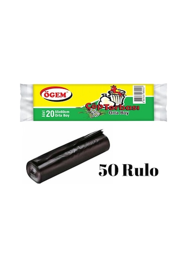 Ögem Orta Boy Çöp Poşeti Siyah 50 x 20'li 55 x 60 CM