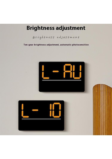 6667 Led Dijital Duvar Saati Oturma Odası Modern Minimalist Elektronik Saat Sıcaklık/nem Göstergeli - Mavi Mavi