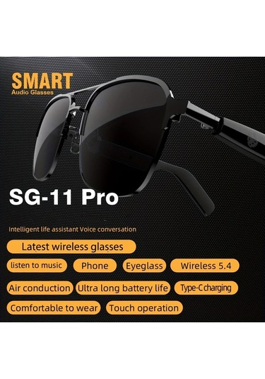 Xuweiwei Siyah Yeni Akıllı Gözlükler Kablosuz Kulaklık Gözlük Metal Dokulu Mikrofon Hoparlör Dokunmatik Kontrol Kamera Tüm Telefonlarla Uyumlu