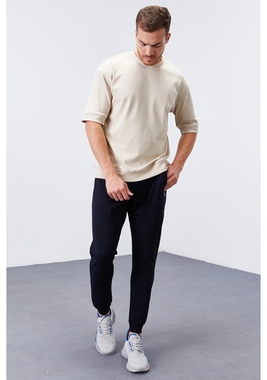 Tommy Life Lacivert Fermuar Cepli Dar Kalıp Jogger Erkek Eşofman Alt - 84343 Lacivert