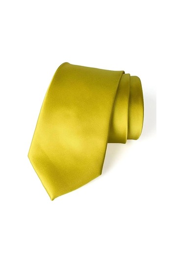 Tezzgelsin Erkek Saten Kravat ve Mendil Set Altın Sarısı