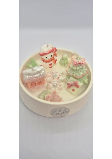 Yılbaşı Hediyelik Linda Kase Mum El Yapımı, Doğal Soya Mum Pudra